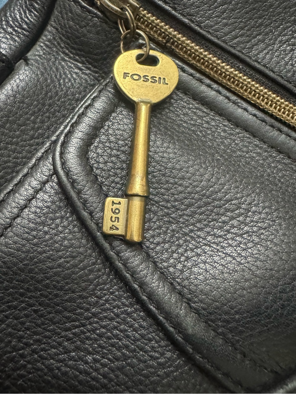 Fossil Vintage 1954 Black Leather Satchel/Crossbody Bag - Picture 8 of 9